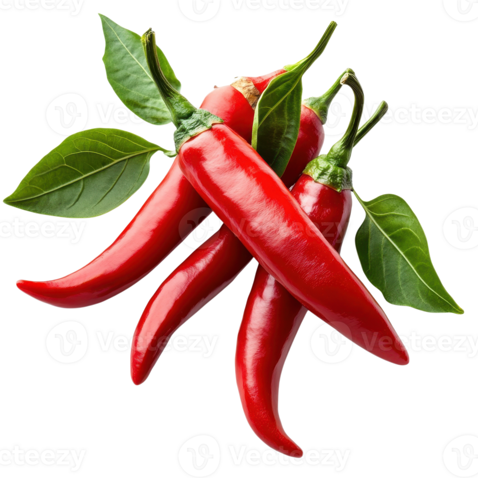Red chili peppers group on transparent background png