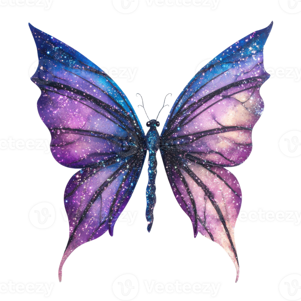 Galaxy painted butterfly on transparent background png