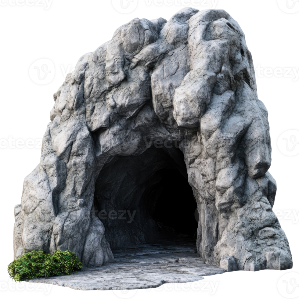 Cave entrance in stone on transparent background png