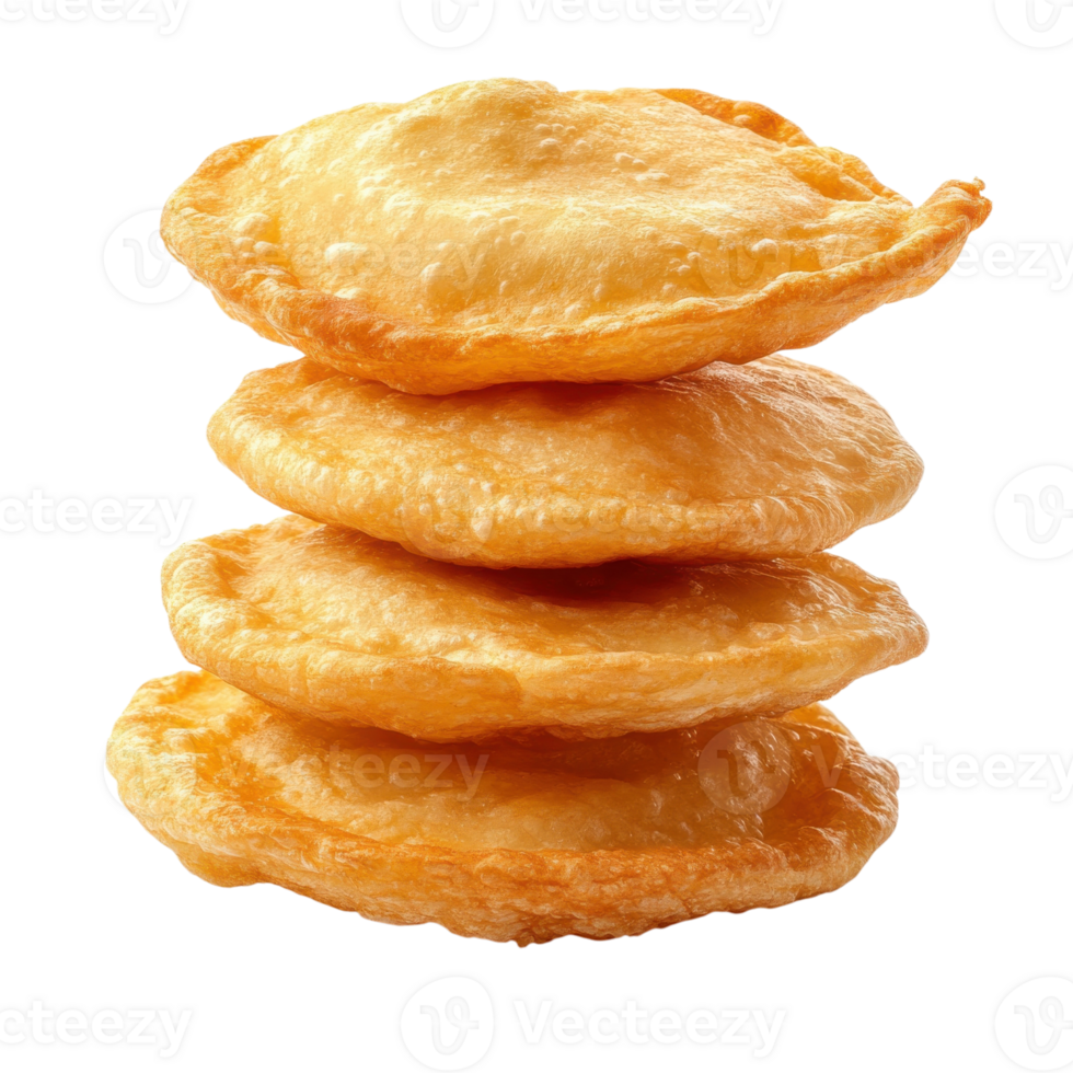 Stack of golden pastries on transparent background png