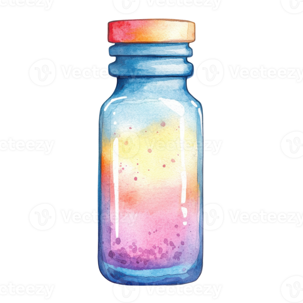 Bottle with color inside on transparent background png