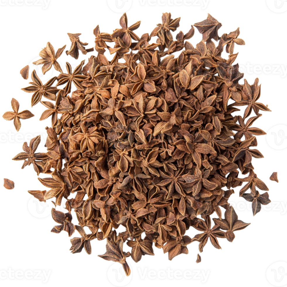 Pile of star anise pods on transparent background png