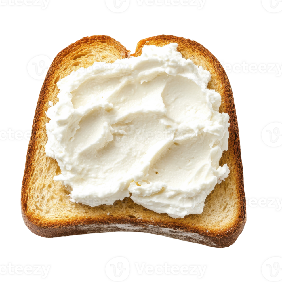 Toast with cream cheese on transparent background png