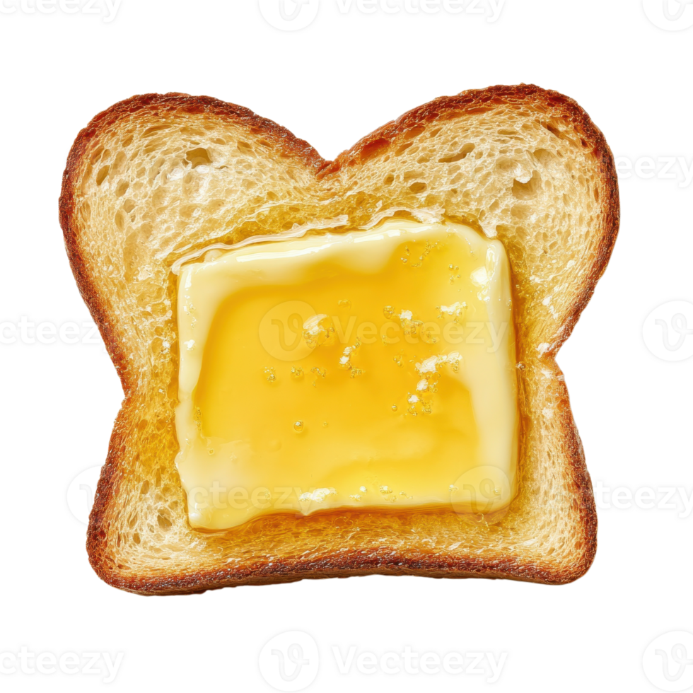 Buttered toast close up on transparent background png