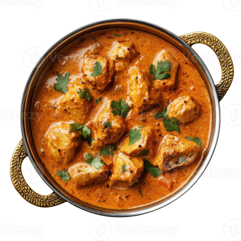 Bowl of chicken tikka on transparent background png