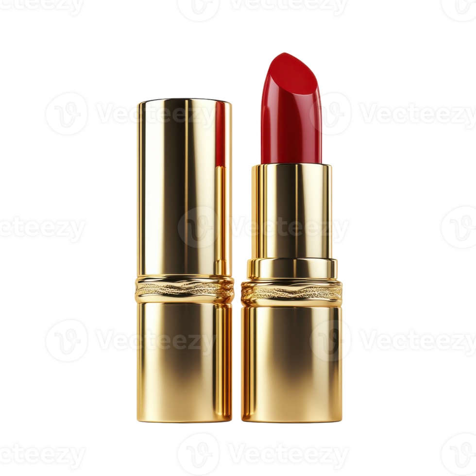 Red lipstick and casing on transparent background png
