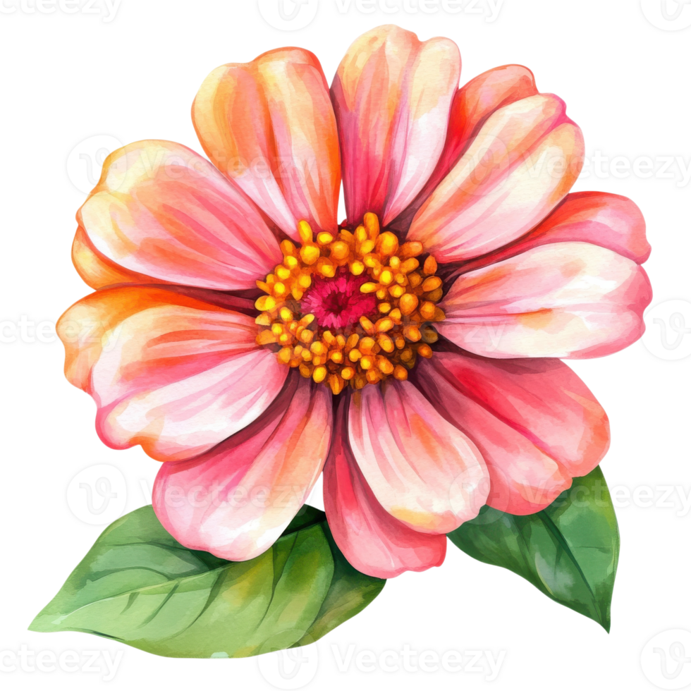 A pink watercolor flower on transparent background png