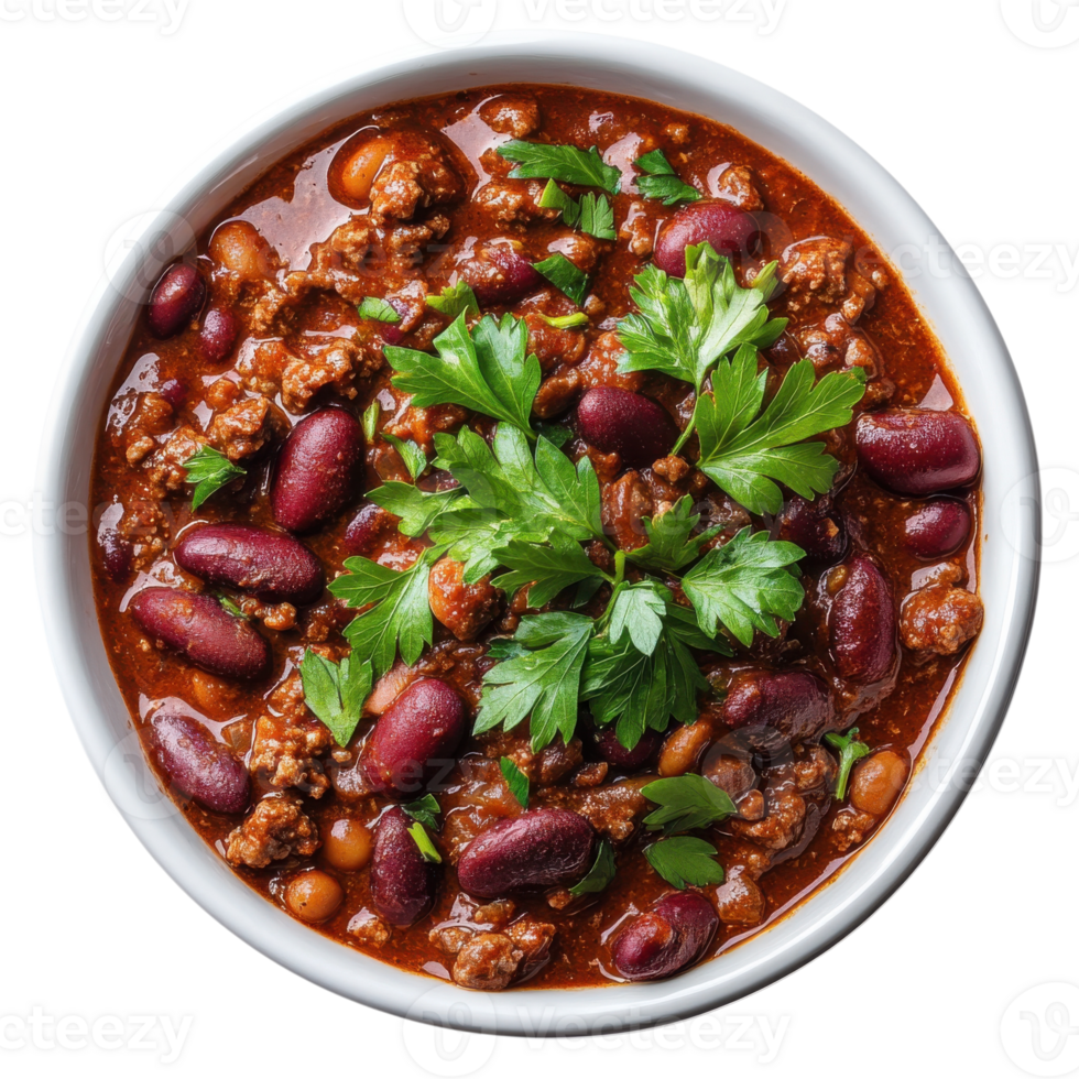 A bowl of chili beans on transparent background png