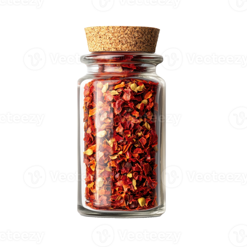 Jar of crushed peppers on transparent background png