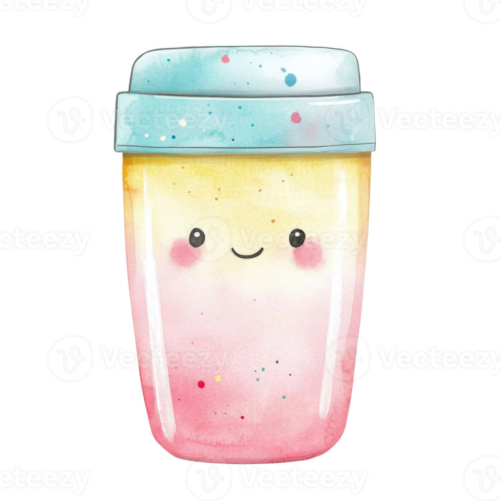 Cute watercolor drink on transparent background png