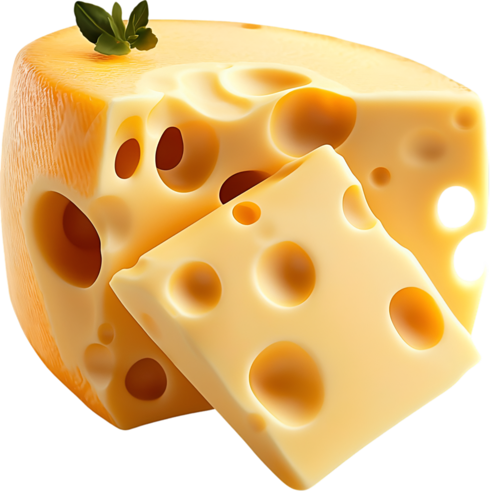 Fresh yellow swiss cheese soft holey smooth nutritious rich dairy texture png