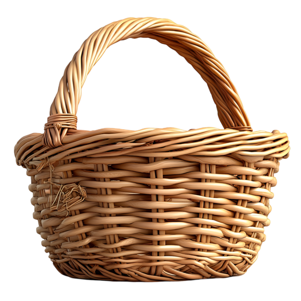 Handwoven wicker picnic basket strong durable elegant natural classic practical design png