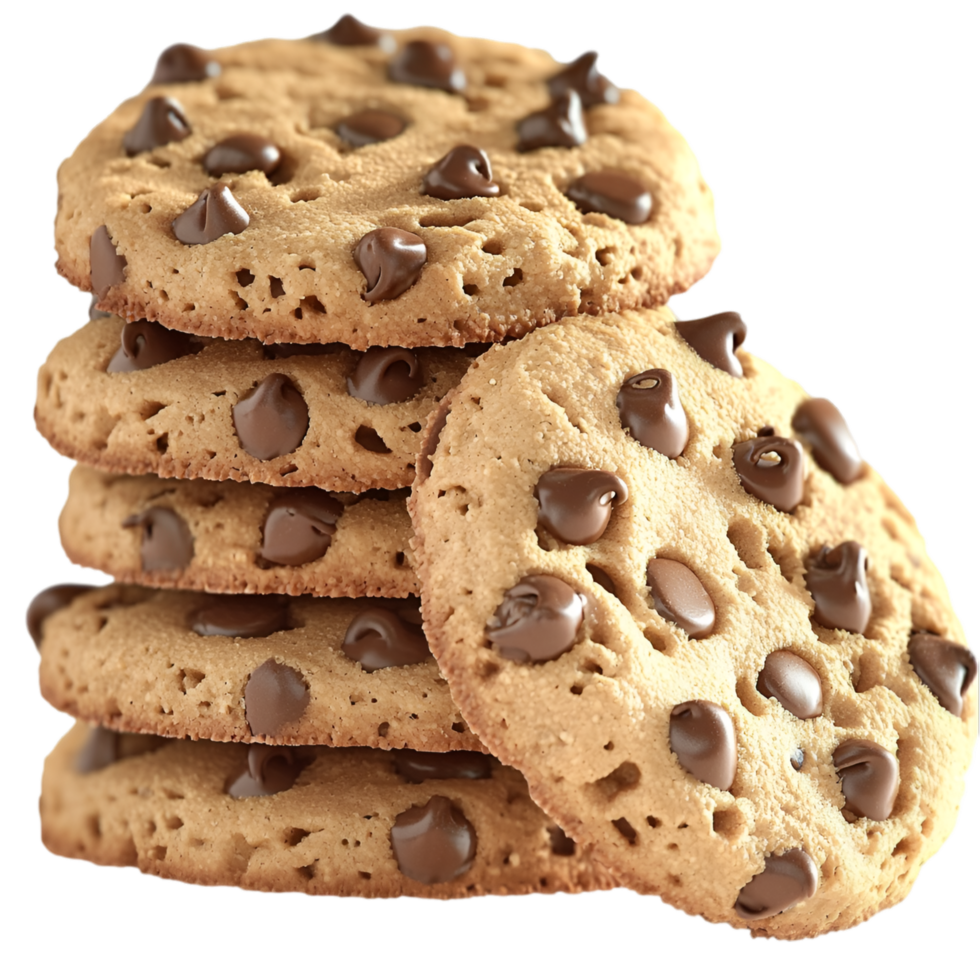 Chocolate chip cookies golden crunchy delicious sweet freshly baked homemade dessert texture png