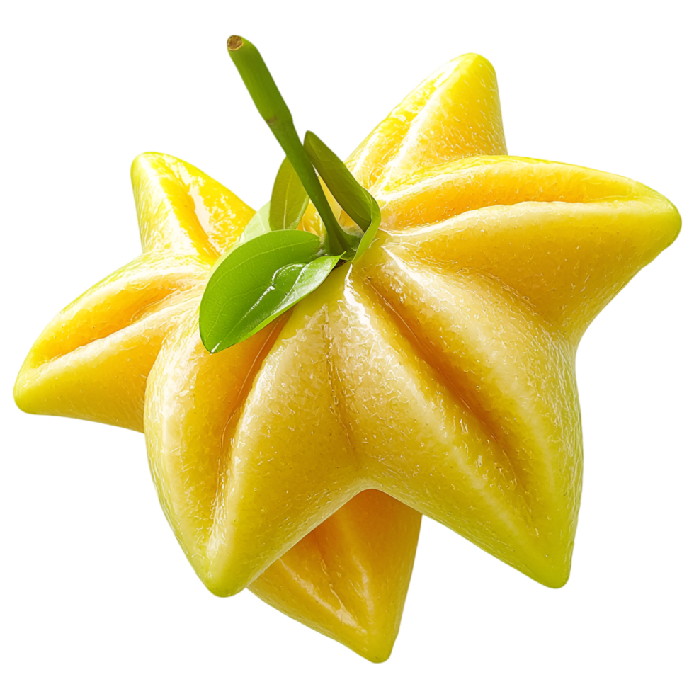 Bright yellow starfruit juicy tropical fresh organic texture png
