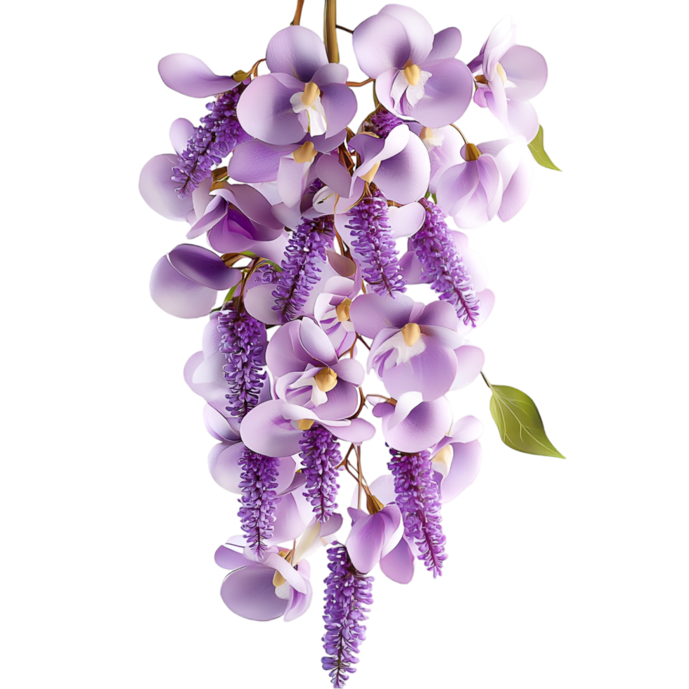 Beautiful purple wisteria flowers soft cascading floral arrangement png