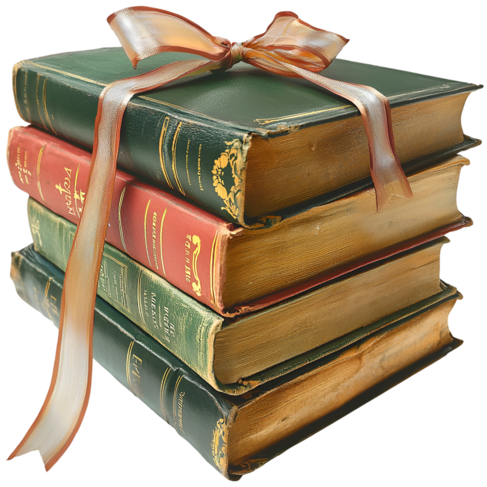Stacked vintage hardcover books elegant decorative luxurious classicistic prestigious appearance png
