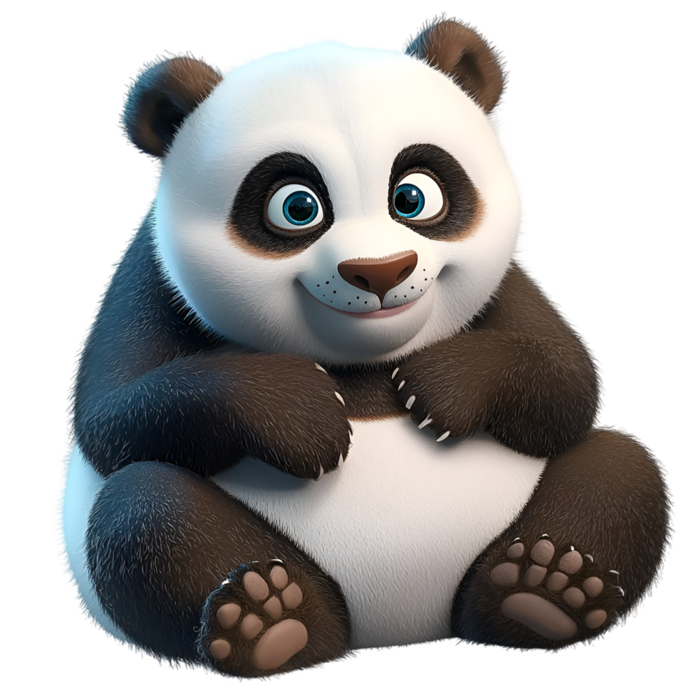 Cute baby panda sitting peacefully innocent adorable black white fur png