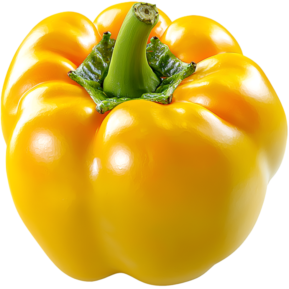 Fresh juicy yellow bell pepper shiny smooth skin for healthy cooking png