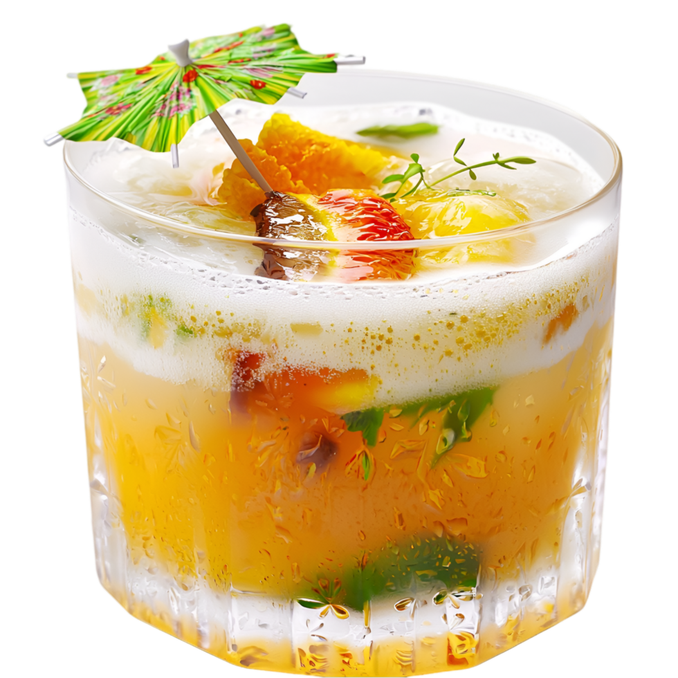 Refreshing citrus cocktail drink ice mint garnish in glass png
