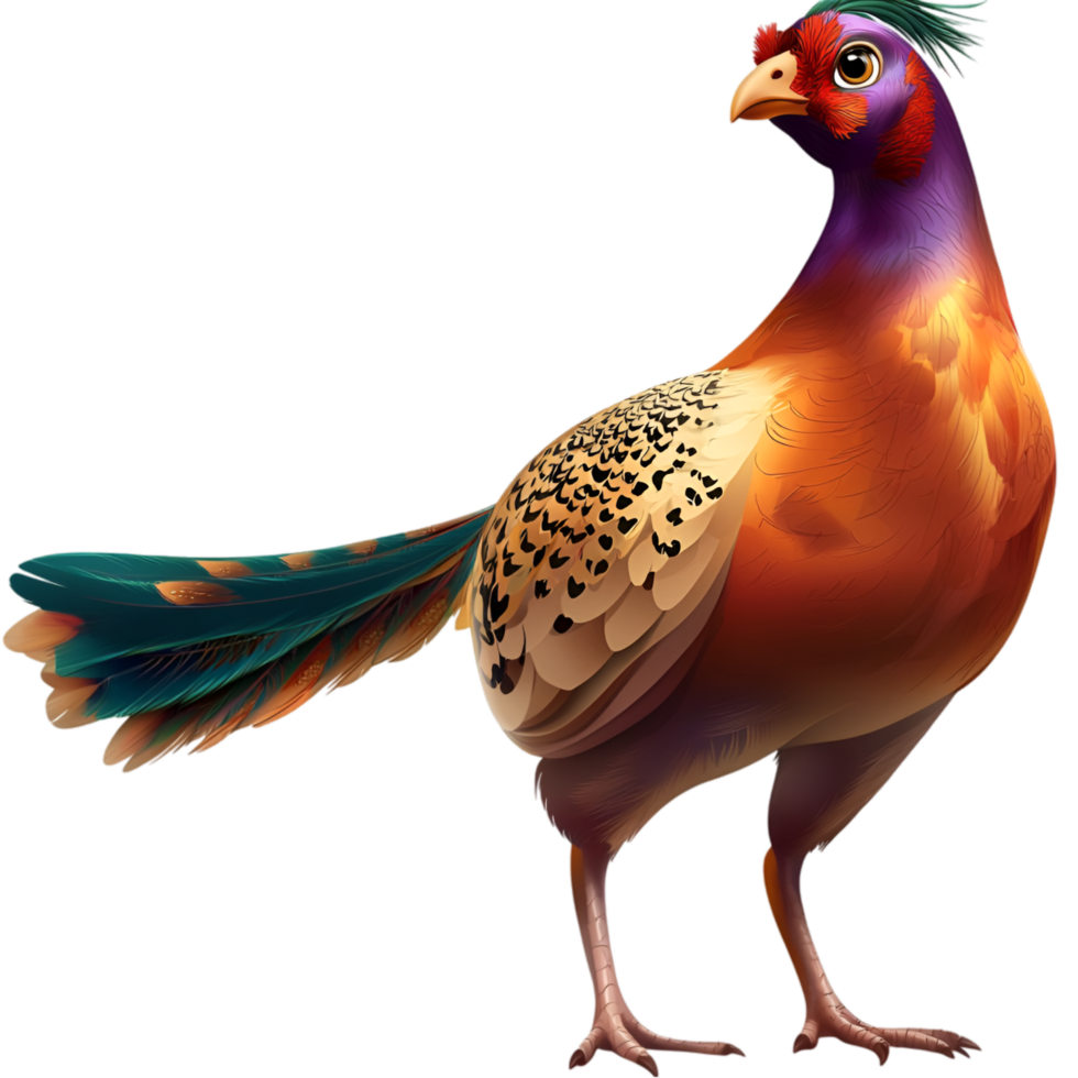 Proud rooster standing tall vibrant colorful glossy feathers png