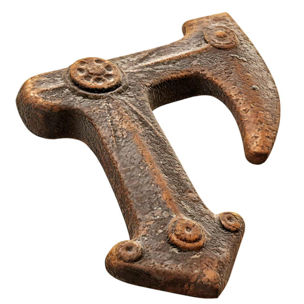 Rusty antique hammer weathered metal surface and rustic old tool design png
