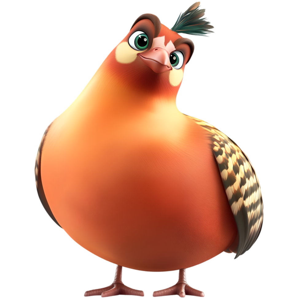 Cartoon red bird animated expression and detailedistic digital design png
