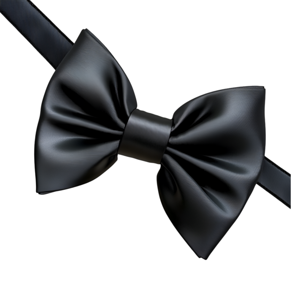 Black satin bow tie elegant formal style and luxurious fashion accessory png