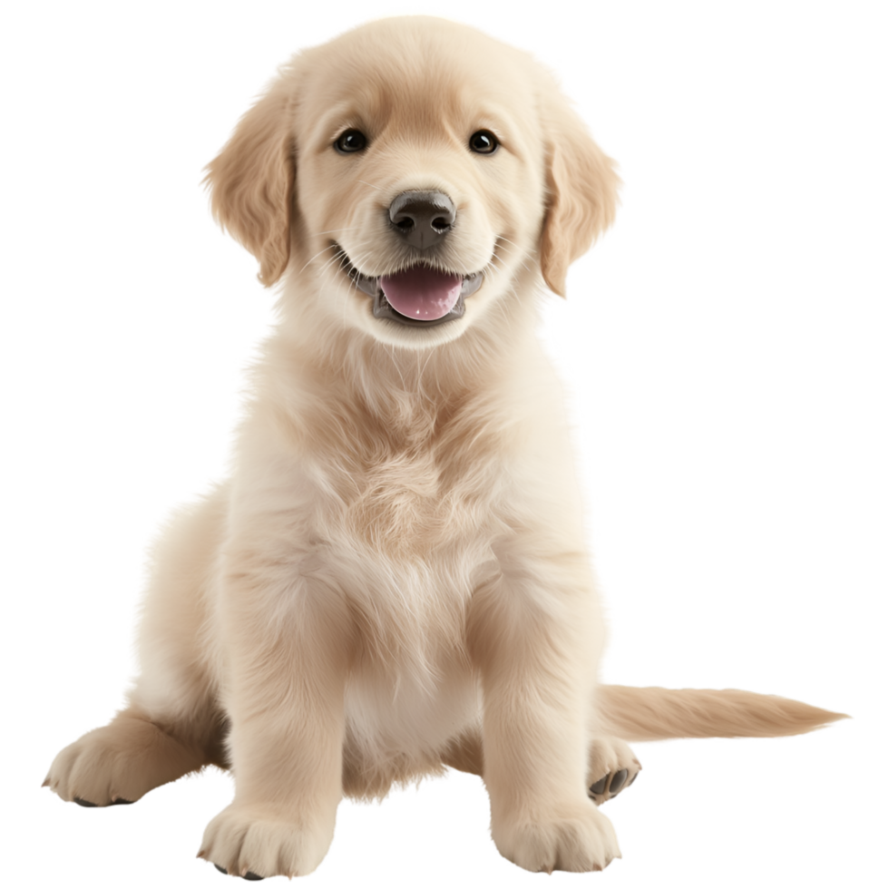 Golden retriever puppy soft fur and adorable friendly dog realistic expression png