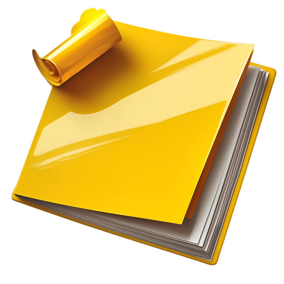 Stack of yellow sticky notes curled corner and smooth surface png