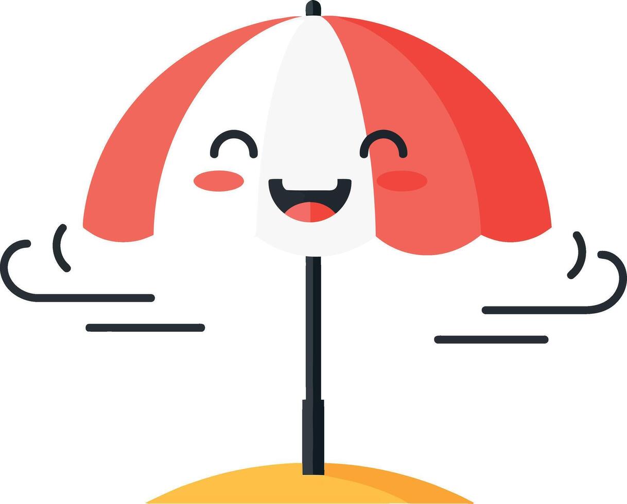 Cheerful beach umbrella character in playful flat design style art vector