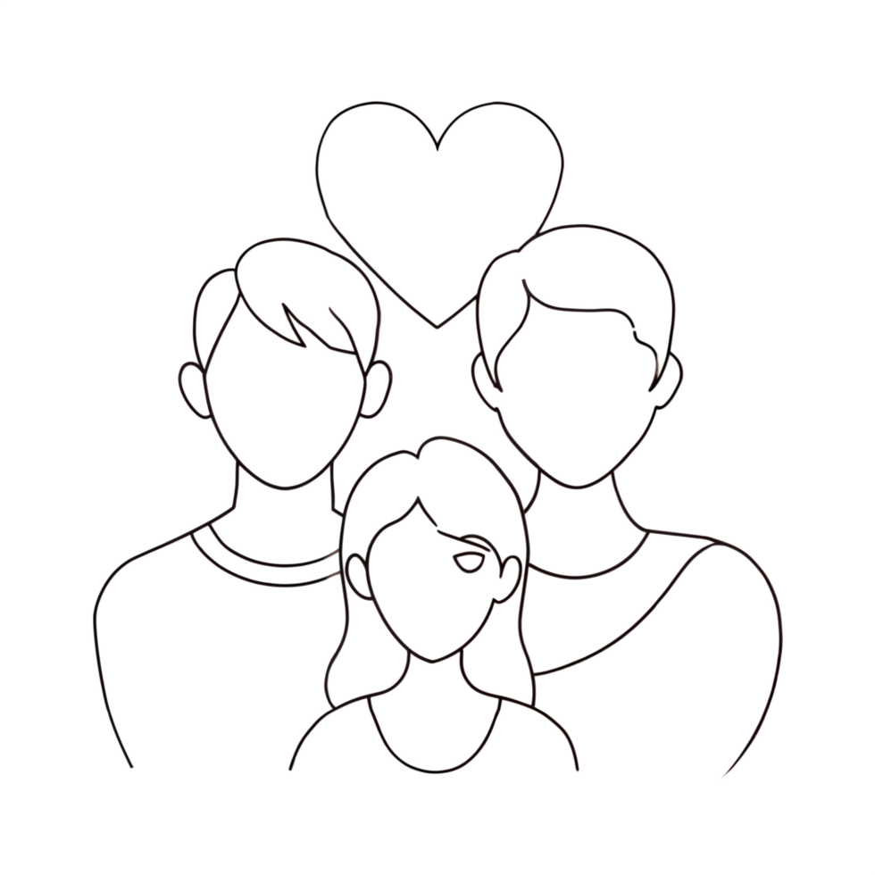 A family line art illustration, family together line silhouette design png