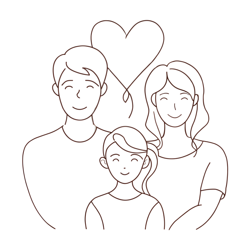 A family line art illustration, family together line silhouette designs png