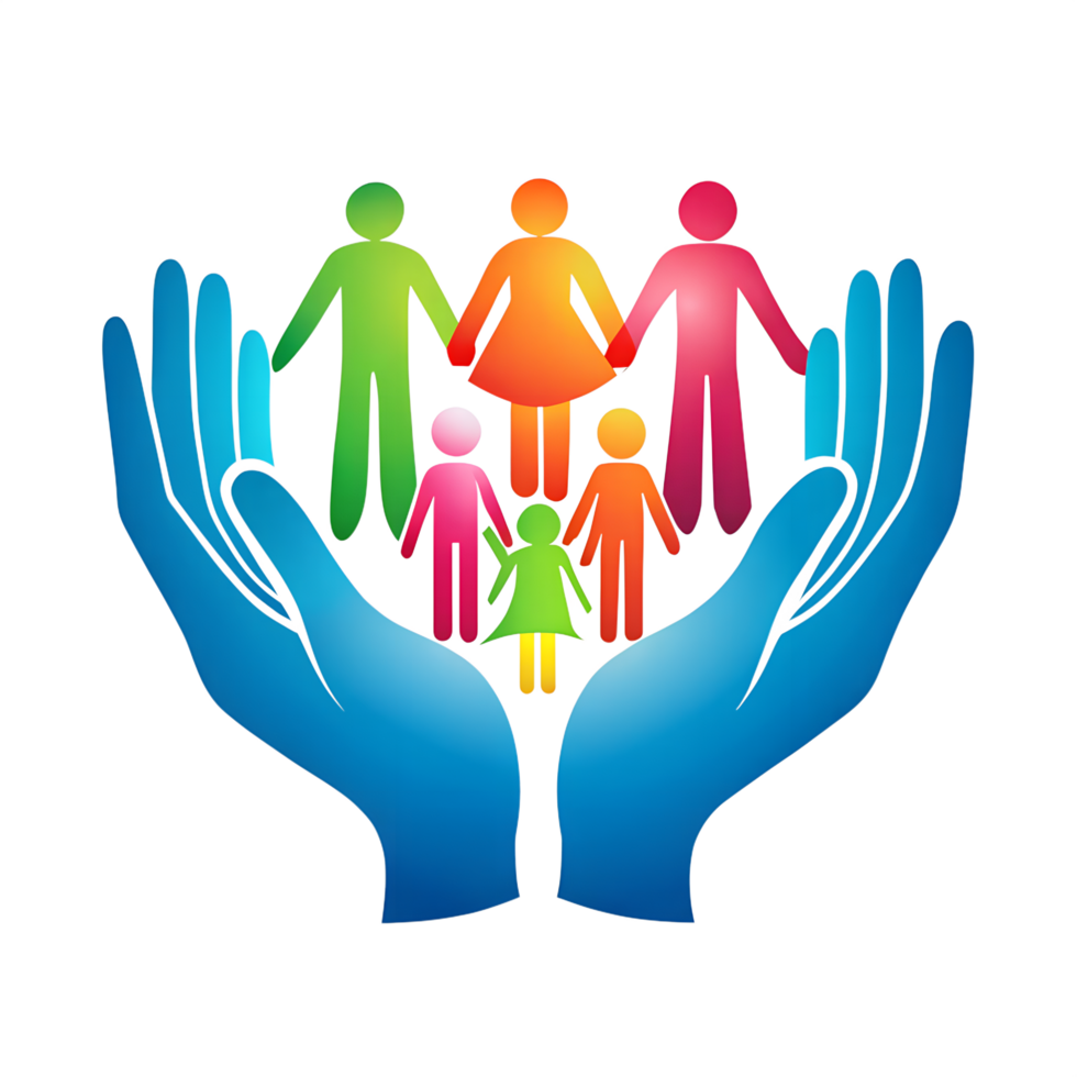 A family line art illustration, family together silhouette isolated background png