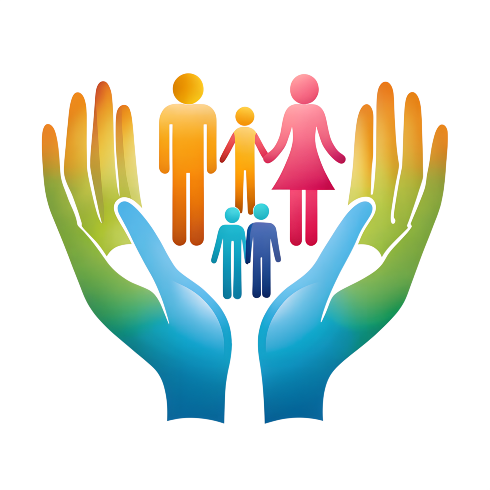 A family line art illustration, family together line art colorful coloring silhouette png