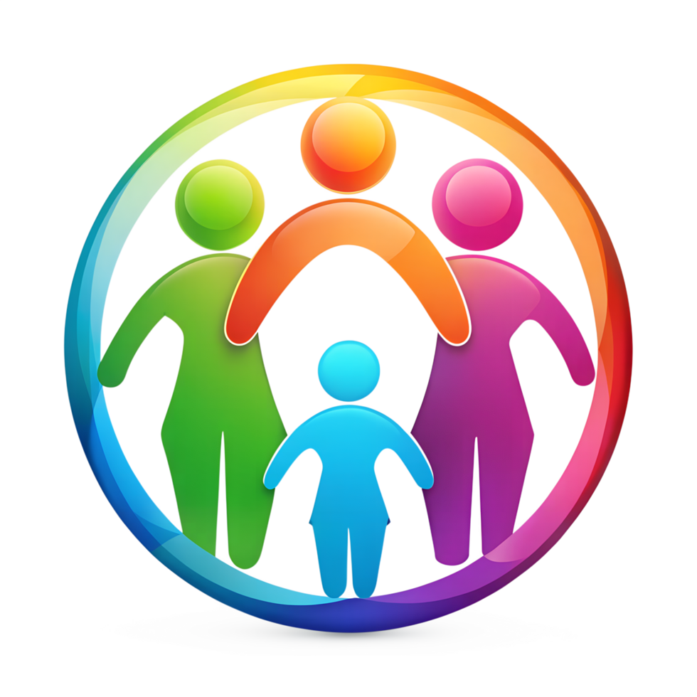 A family line art illustration on isolated transparent background png