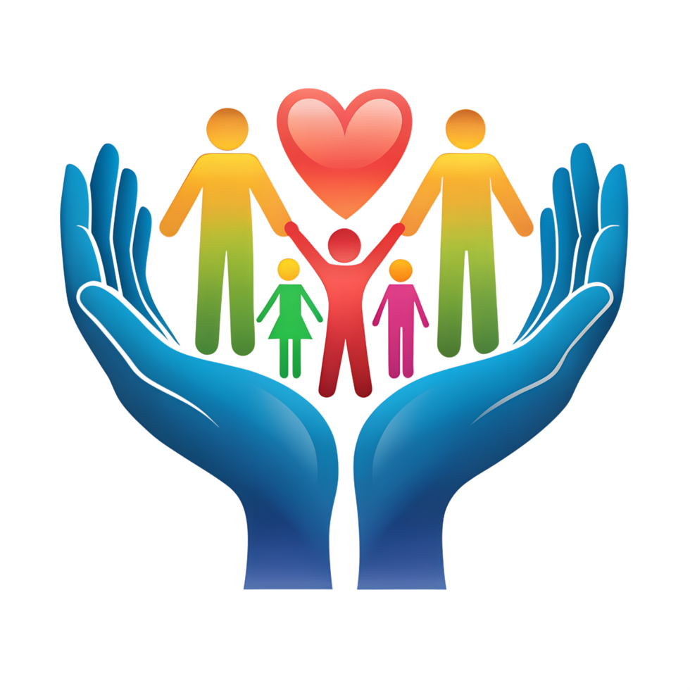 A family line art illustration, family together line art colorful silhouette png