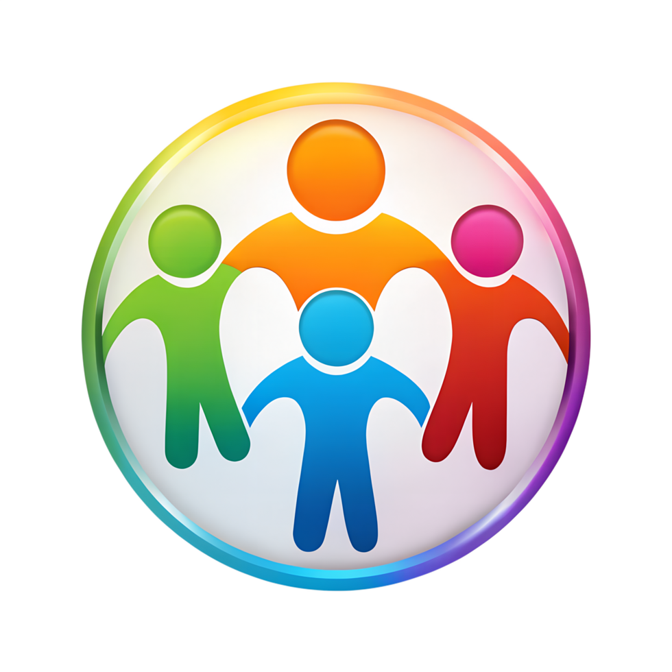 family together line art symbols on isolated background png