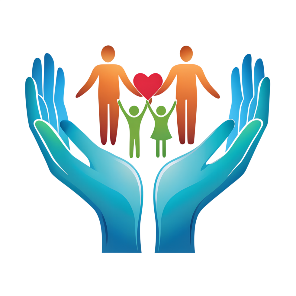 A family silhouette line art illustration isolated background png