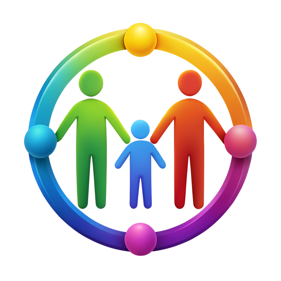 A family line art illustration on isolated background png