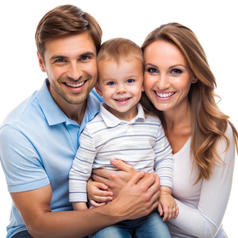 A happy family, parents and sons, mother father and baby, a happy smiling family together at home on a transparent background png