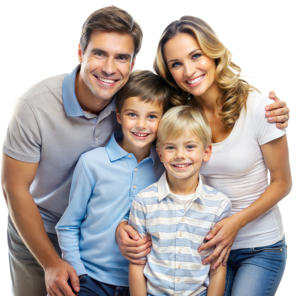 A happy family, parents and sons, mother father and baby, a happy smiling family together at home transparent background png