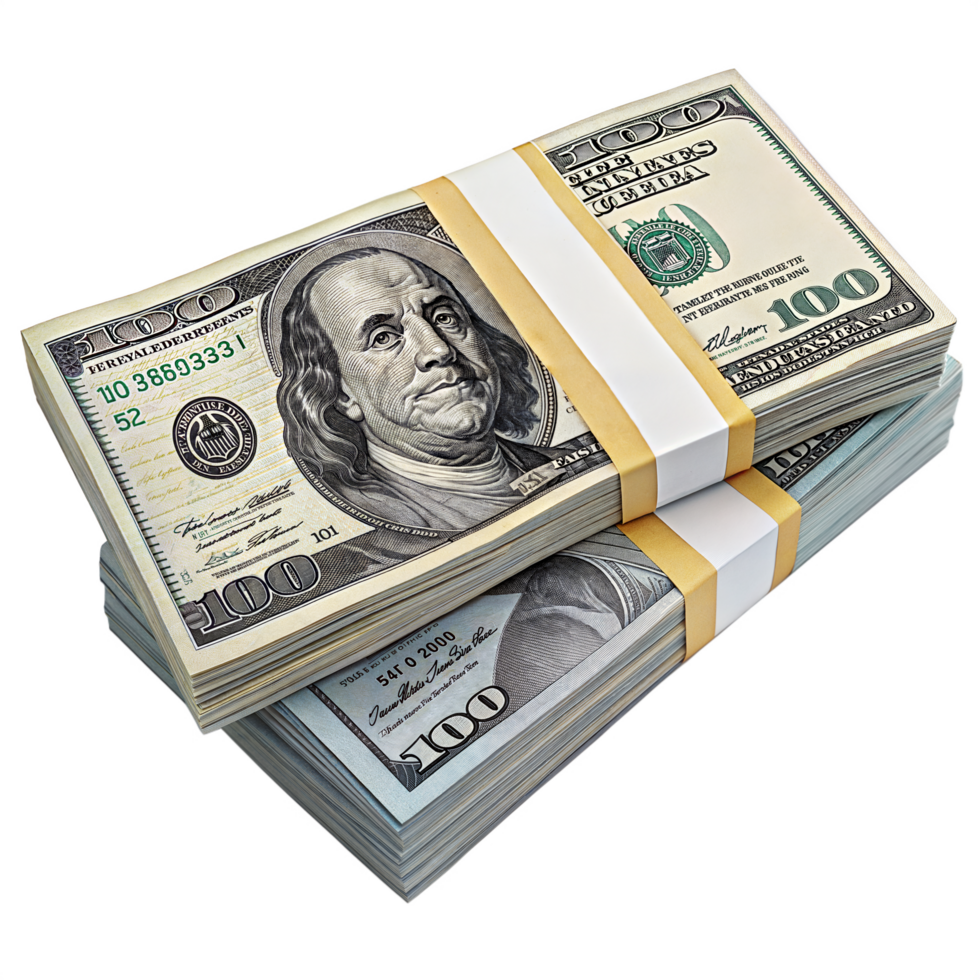 US Dollar bundle, Stack of US dollar, Dollar money, Stack of wealth and financial success transparent background png