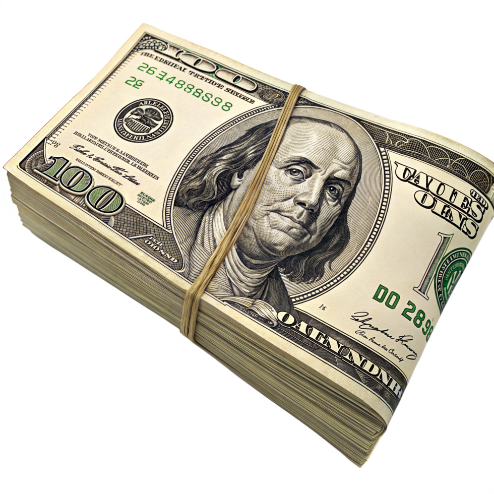US Dollar bundle, Stack of US dollar, Dollar money, Stack of wealth and financial success background png