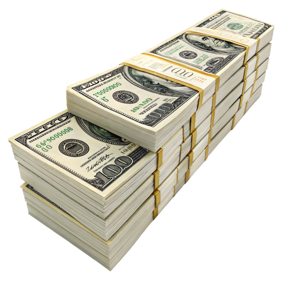 US Dollar bundle, Stack of US dollar, Dollar money, Stack of wealth pure transparent background png