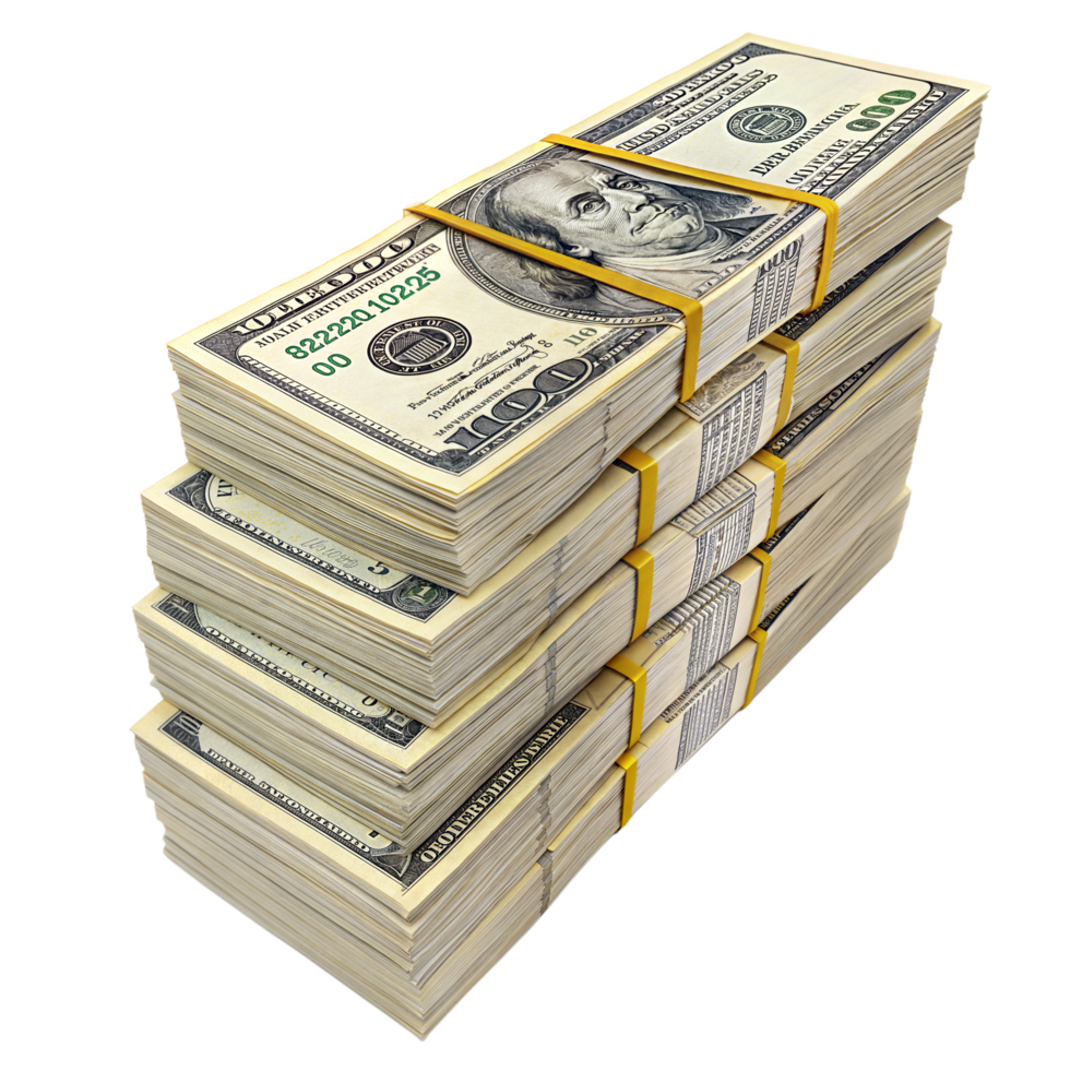 US Dollar bundle, Stack of US dollar on a transparent background png