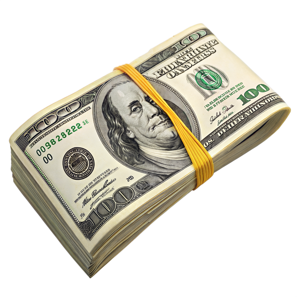 US Dollar bundle, Stack of US dollar on a isolated background png
