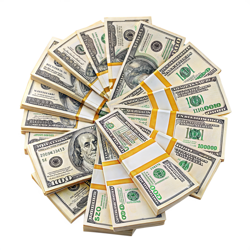 US Dollar bundle, Stack of US dollar, Dollar money, Stack of wealth white background png