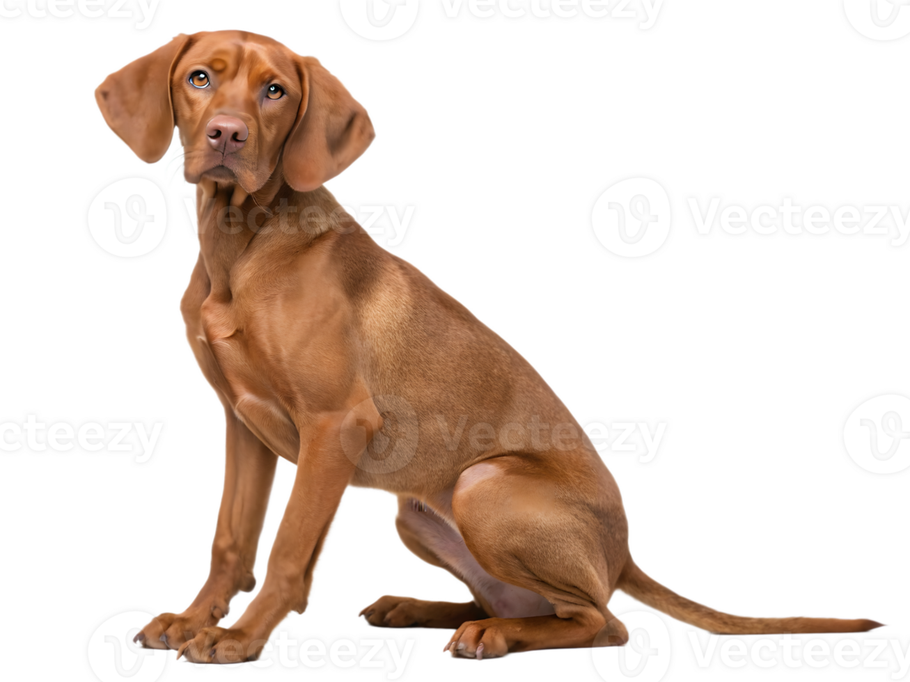 Elegant Vizsla Dog Sitting Calmly on Transparent Background png