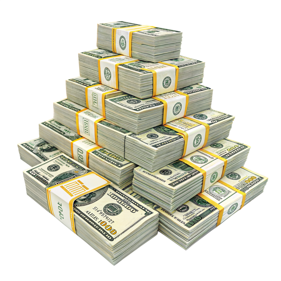 US Dollar bundle, Stack of US dollar isolated background png