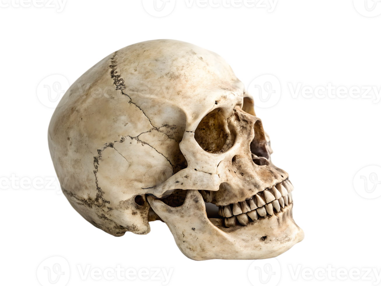 Human Skull, Side View, on Transparent Background png